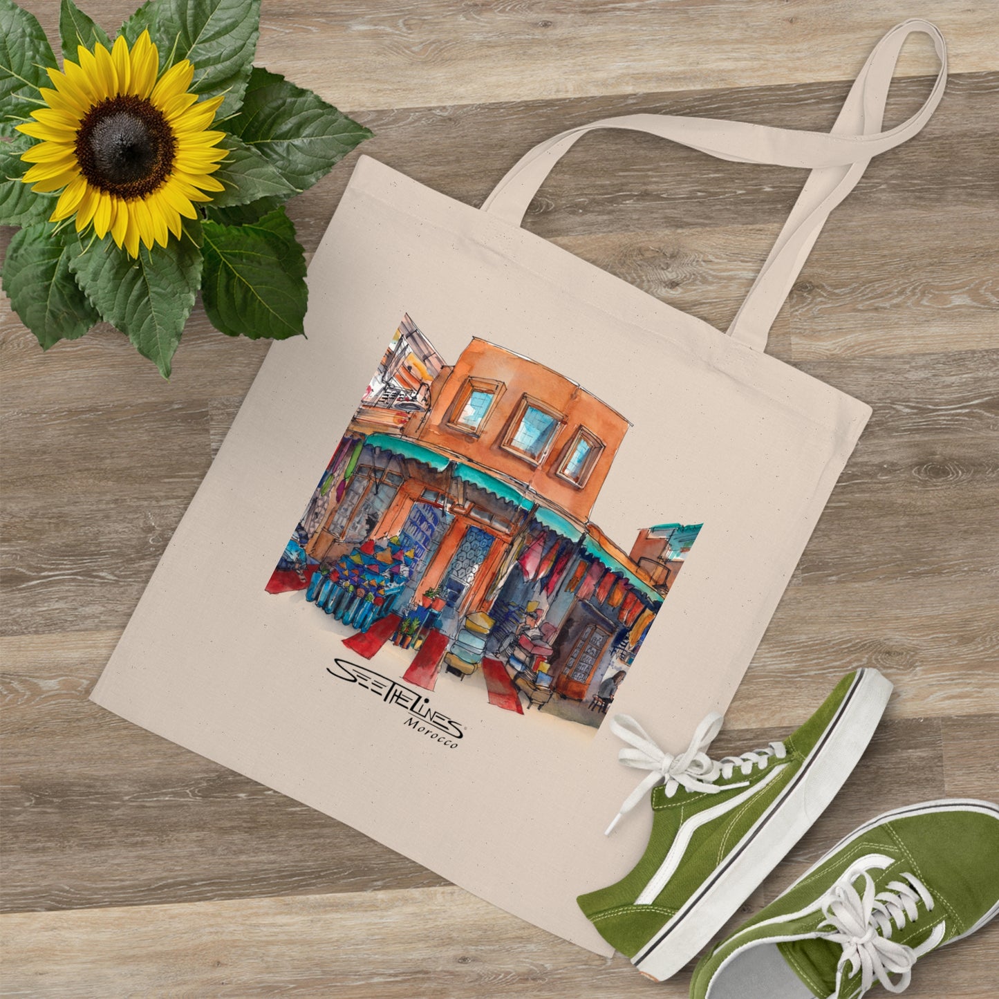 Artistic Tote Bag - Vibrant Moroccan Market Designs