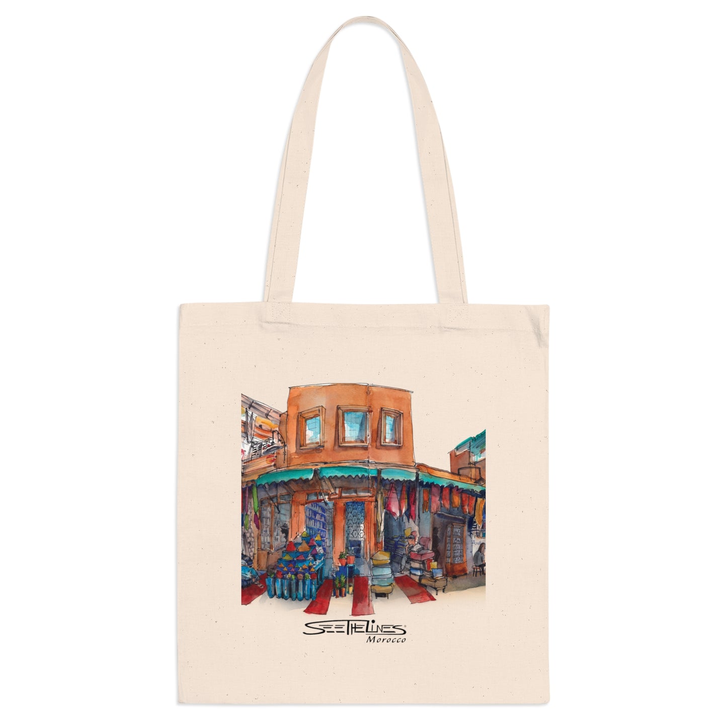 Artistic Tote Bag - Vibrant Moroccan Market Designs