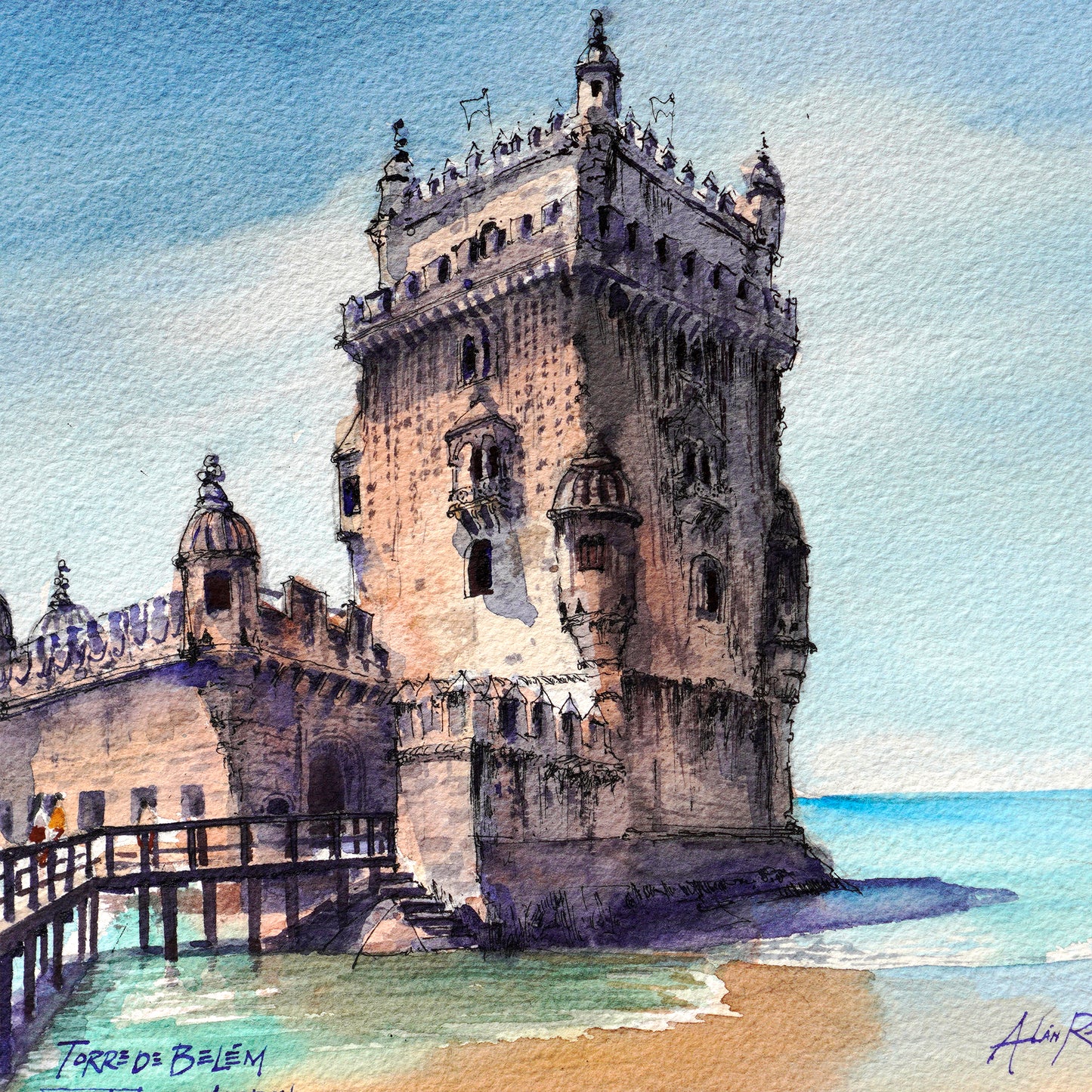 Torre de Belem, Lisbon, Portugal - Original Drawing