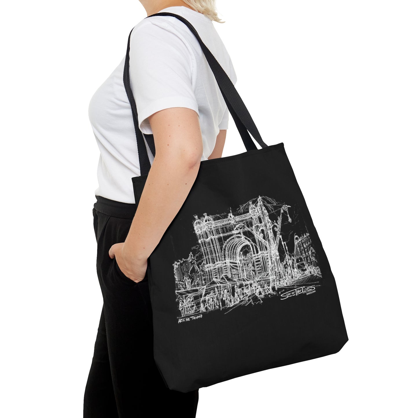 Barcelona Arc de Triomf Black Tote Bag (CATALONIA, SPAIN)