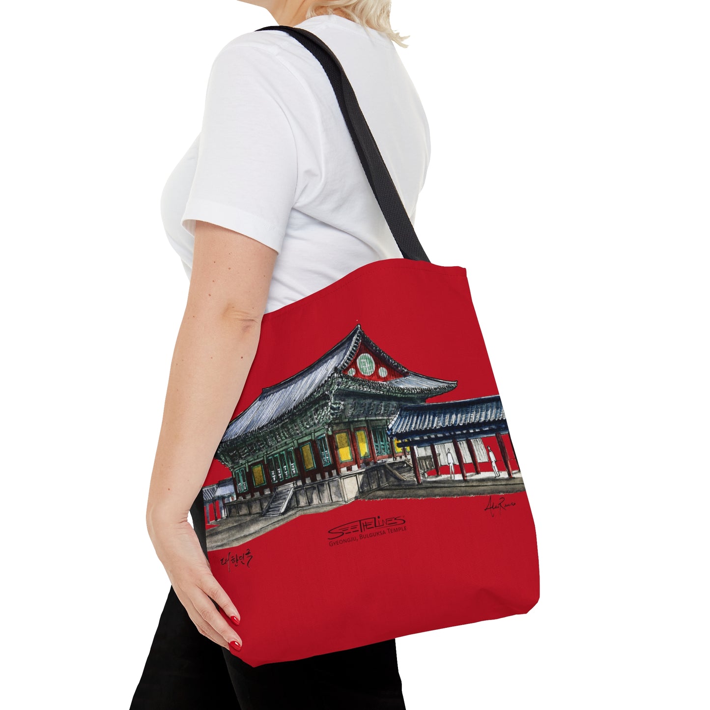 Gyeongju, Bolguksa Temple Red Tote Bag (SOUTH KOREA)