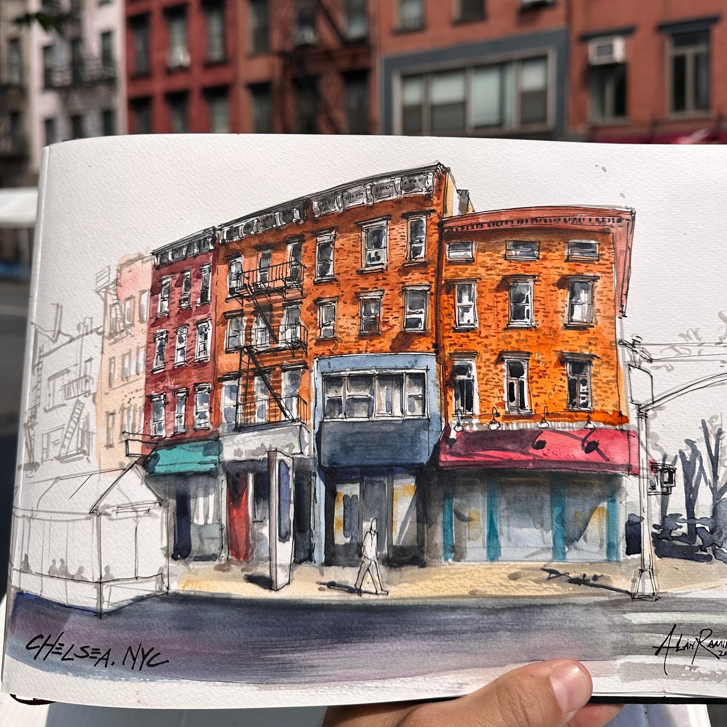 Original - Chelsea NYC Ink and Watercolor Drawing