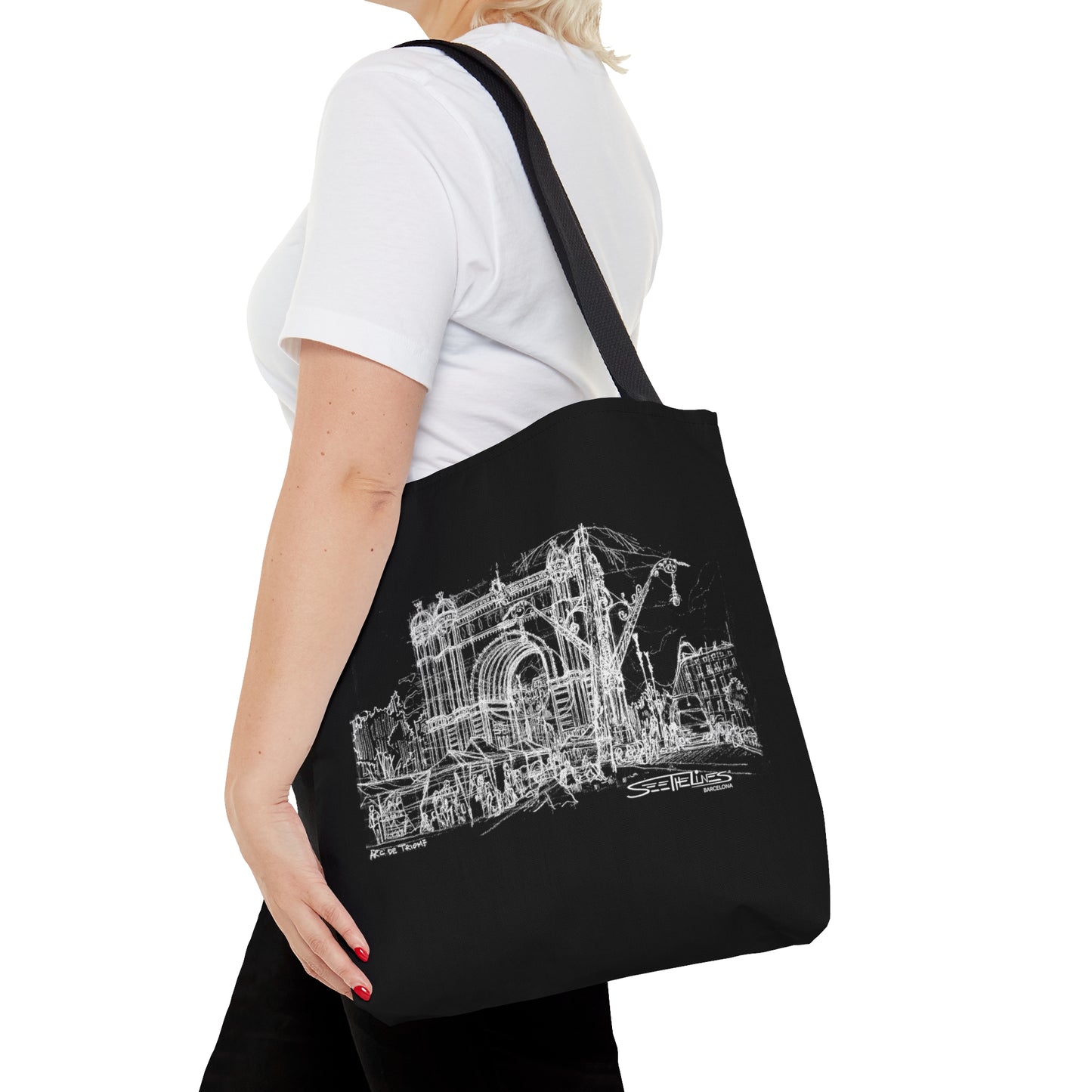 Barcelona Arc de Triomf Black Tote Bag (CATALONIA, SPAIN)