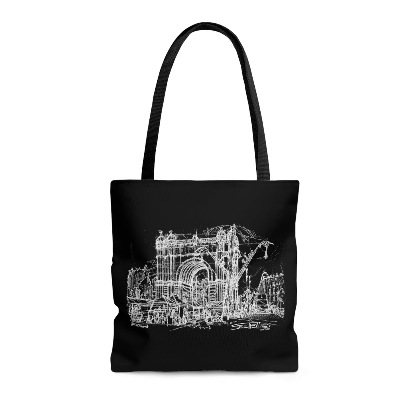 Barcelona Arc de Triomf Black Tote Bag (CATALONIA, SPAIN)