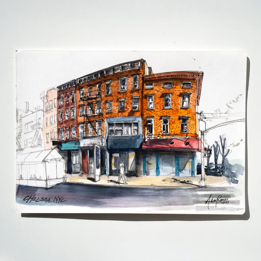 Original - Chelsea NYC Ink and Watercolor Drawing