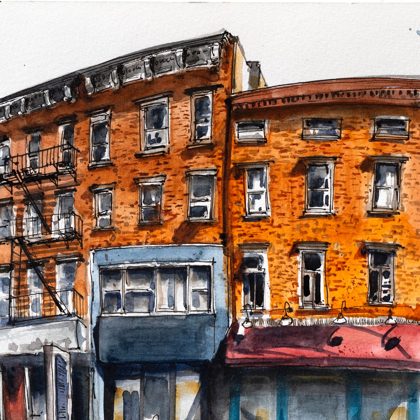 Original - Chelsea NYC Ink and Watercolor Drawing