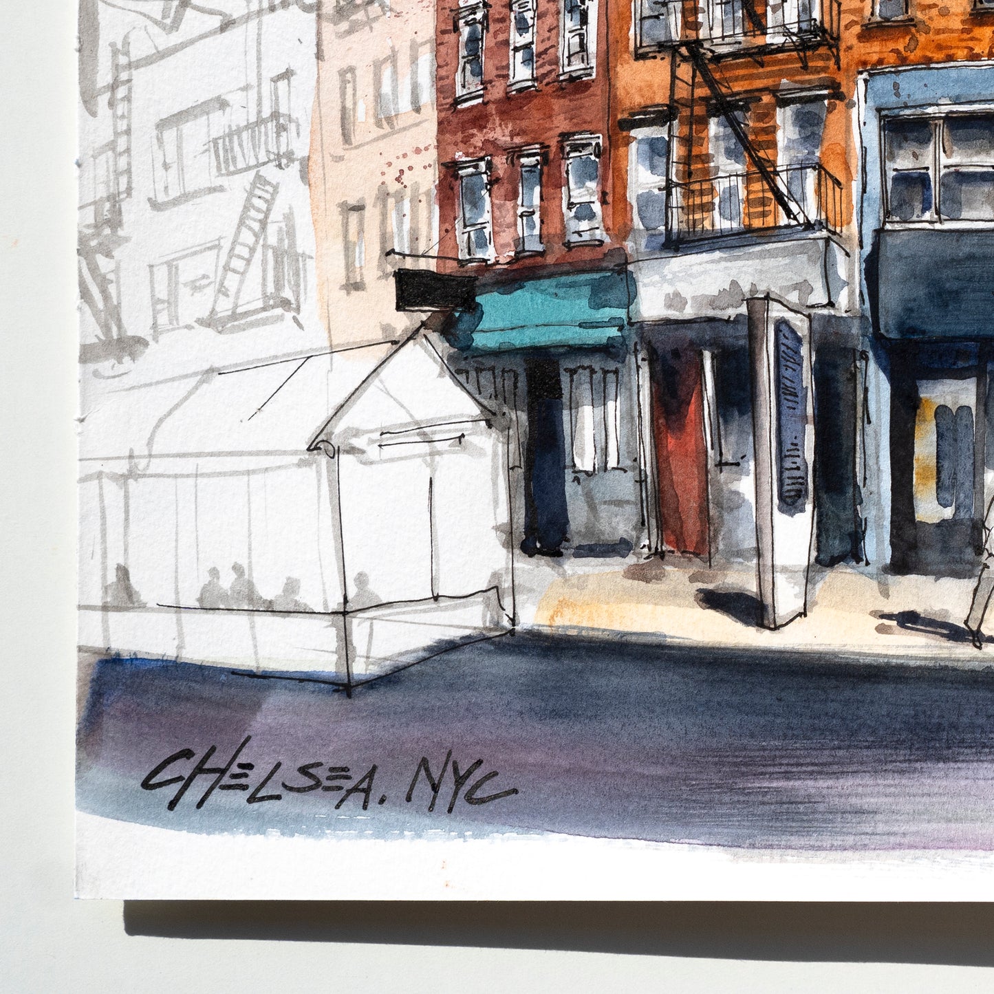 Original - Chelsea NYC Ink and Watercolor Drawing