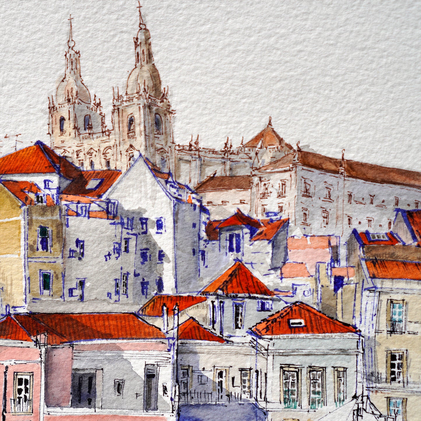 Miradouro Portas do Sol, Lisbon: Original Drawing (Portugal)