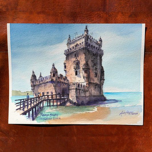 Torre de Belem, Lisbon, Portugal - Original Drawing