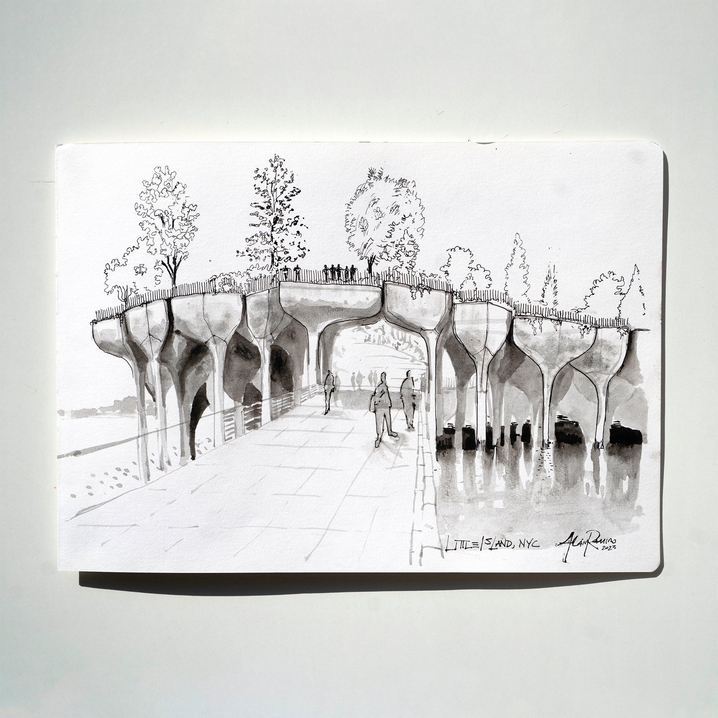 Original - Little Island NYC Ink Sketch