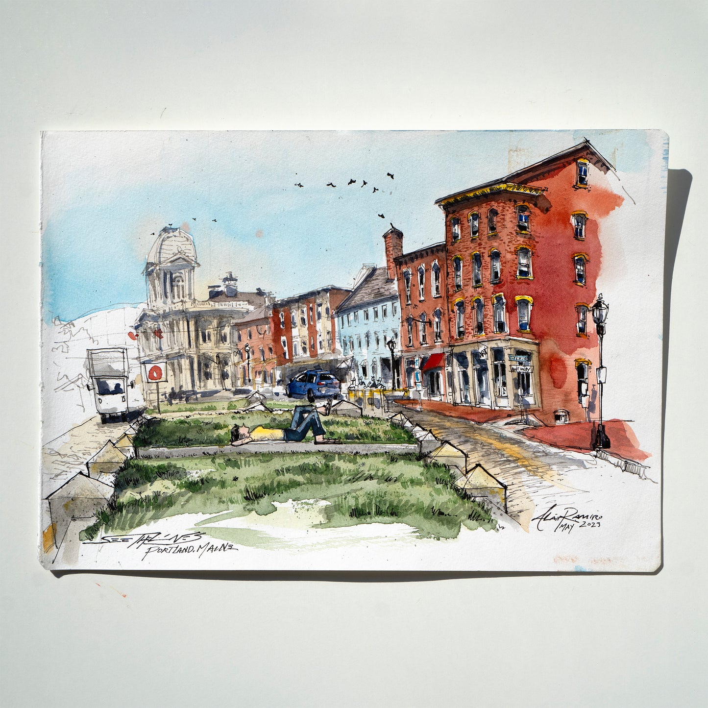 Original - Portland Maine Ink & Watercolor