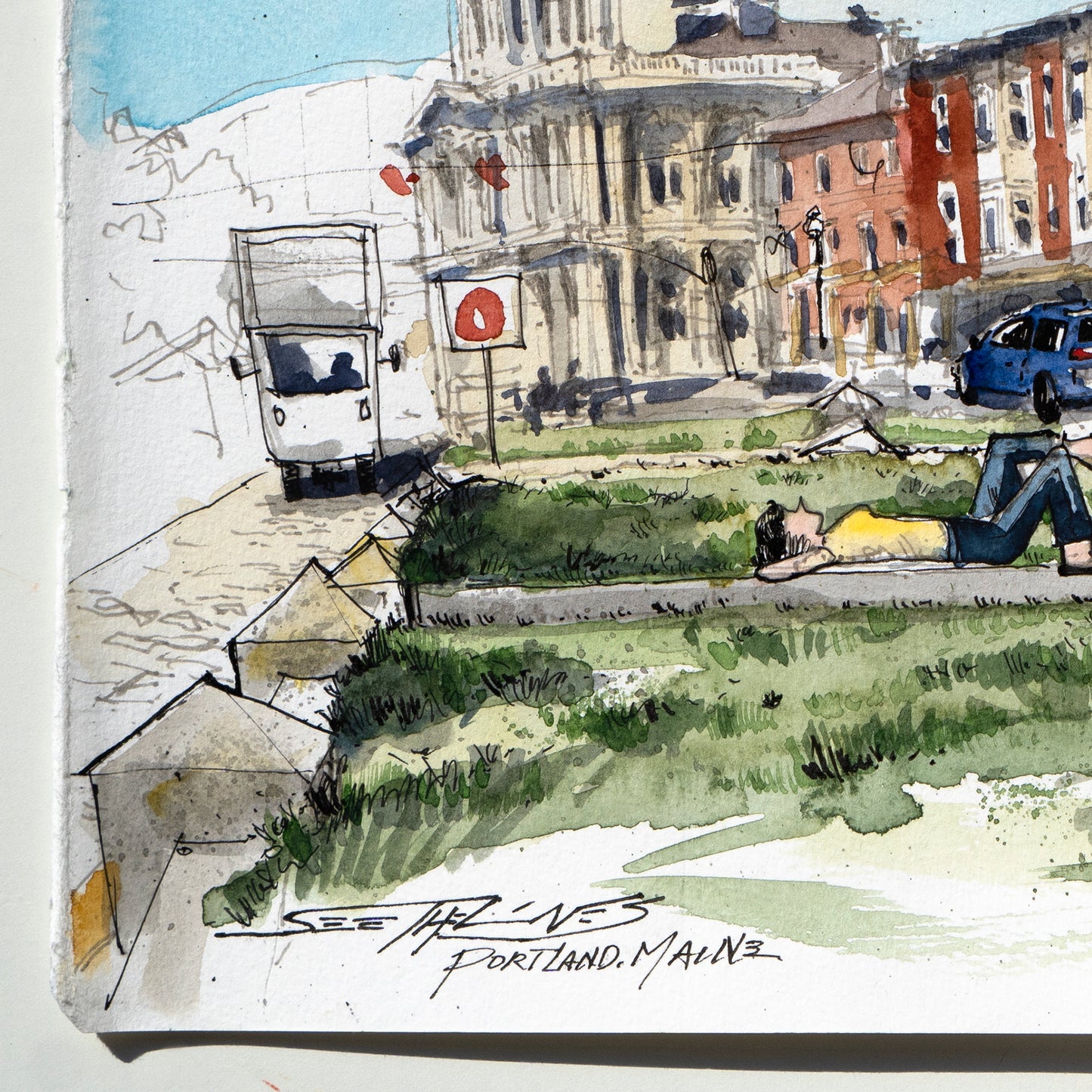 Original - Portland Maine Ink & Watercolor